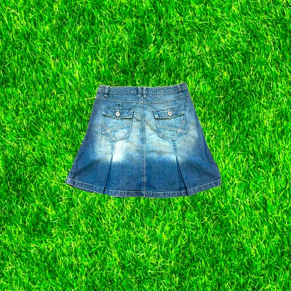 vtg y2k pleated denim mini skirt